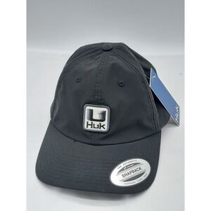 Huk Performance Fishing Snapback Hat Mens Black Ripstop Yupoong One Size New